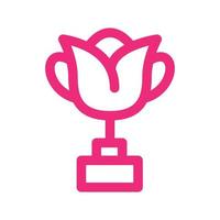 trophy line with  rose flower logo symbol icon vector graphic design illustration