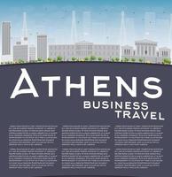 Athens Skyline with Grey Building, Blue Sky and copy space. vector