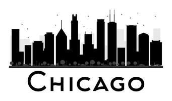 Chicago City skyline black and white silhouette. vector