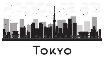 silueta en blanco y negro del horizonte de la ciudad de tokio. vector