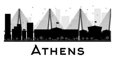 Athens City skyline black and white silhouette. vector