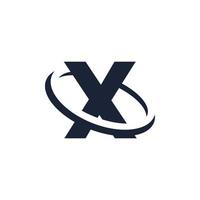 Letter X Logo Initial with Circle Shape. Swoosh Alphabet Logotype Simple and Minimalist vector