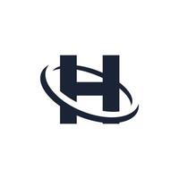 Letter H Logo Initial with Circle Shape. Swoosh Alphabet Logotype Simple and Minimalist vector