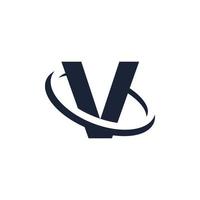 Letter V Logo Initial with Circle Shape. Swoosh Alphabet Logotype Simple and Minimalist vector