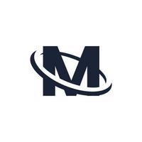 Letter M Logo Initial with Circle Shape. Swoosh Alphabet Logotype Simple and Minimalist vector