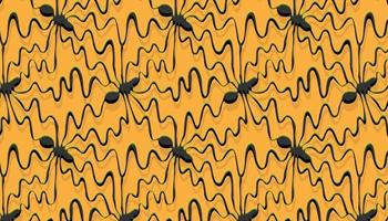 Pattern with abstract ants on yellow background. vector