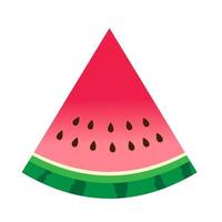 icono de fruta en rodajas de sandía fresca. ilustración vectorial de una cuña de sandía aislada sobre fondo blanco. concepto de estilo de vida saludable y frutas maduras. vector