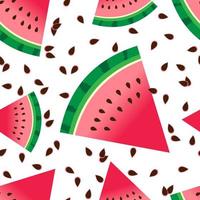 Fresh watermelon slice vector seamless pattern. Watermelon wedge background. Abstract texture  for wrapping, wallpaper, textile,  leaflet. Ripe fruit backdrop.