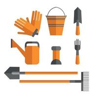 A set of tools for the vegetable garden isolated on a white background. Vector