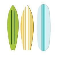 conjunto de tablas de surf aislado sobre fondo blanco. vector