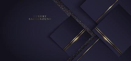 3D modern luxury template design purple triangles and golden glitter stripes line light sparking on dark background