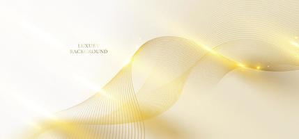 Abstract 3D elegant golden wave lines and light sparking on clean background luxury style. vector