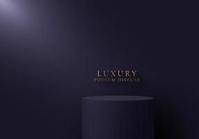 3D realistic luxury podium platforms display with light and shadow on dark purple background vector