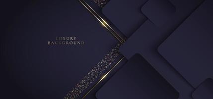 3D modern luxury template design purple triangles and golden glitter stripes line light sparking on dark background vector