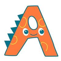 Stylized letter A on the theme of dinosaurs. vector