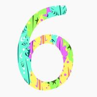Stylized number six with an abstract pattern vector