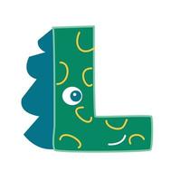 The letter L in the form of a dinosaur. vector