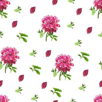 Seamless pattern with dahlias on a white background. vector
