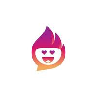 fire smile face chat logo design vector