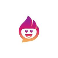 fire smile face chat logo design vector