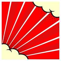 Red comic burst background with cloud vector