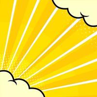 Yellow comic burst background with cloud vector