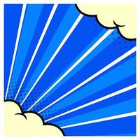 Blue comic burst background with cloud vector