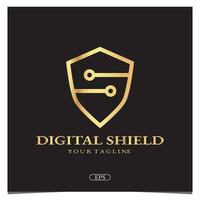 Luxury gold digital shield logo premium elegant template vector eps 10