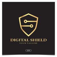 Luxury gold digital shield logo premium elegant template vector eps 10