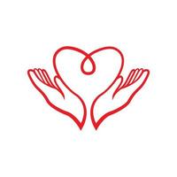 Love blood and hands up for care logo design vector