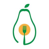 fresh avocado fruit with fork logo design vector graphic symbol icon sign illustration creative idea