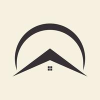 Techo de casa mínimo hipster con cielo logotipo símbolo icono vector gráfico diseño ilustración idea creativa