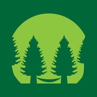 green forest with pines trees and hammock logo design vector graphic symbol icon sign illustration creative idea