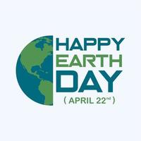 Earth day logo design. Happy Earth Day, 22 April. World map background vector illustration.