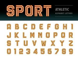 Geometric bold Font Technology, Sport, Futuristic Future, Vector of Athletic Alphabet Letters and numbers