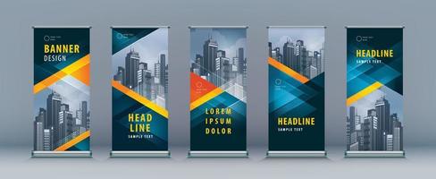 Standee Design. Banner Template, Abstract Geometric Triangle Background for Brochures, flyer, Business Roll Up Set. vector