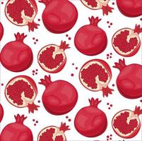 fresh summer pomegranate fruit seamless pattern background. colorful patter isolated on white background ideal for use in print as a print on clothing. also for use on banners, flyers, menus vector