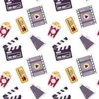 Cinema seamless pattern. Could be used for web site, banner, invitation, wallpaper, wrapping paper, corporative design. Vector illustration isolated on white.
