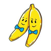 Hand drawn bananas on one branch. Vector illustration