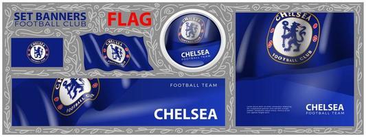 bandera de chelsea conjunto de pancartas. tarjeta de felicitación, pancarta, diseño de volante vector