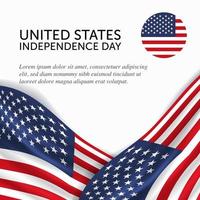 Anniversary Independence Day United States. Banner, Greeting card, Flyer design. Poster Template Design vector