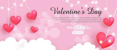 Valentine's Day background with sweet hearts and on pink background. Promotion and shopping template or background for love and Valentine's day concept. eps 10 vector illustration