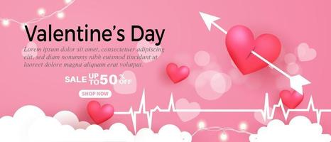 Valentine's Day background with sweet hearts and on pink background. Promotion and shopping template or background for love and Valentine's day concept. eps 10 vector illustration