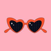 Glasses in heart shape. Retro glasses. Valentines Day, 70's style element. vector