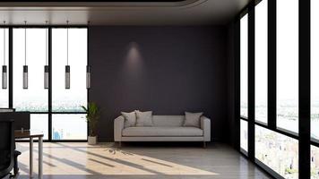 3D Render illustration of cozy relaxation room with modern minimalist concept photo