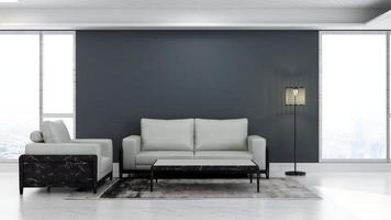 3d render modern lounge wall mockup design - lobby interior design concept