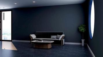 3d render lounge wall mockup design with modern minimalist interior design concept photo