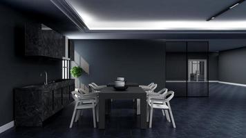 3d render of modern office pantry - interior design minimalist kitchen concept photo