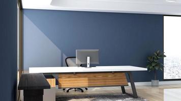 3D Render office design - manager room interior wall mockup photo