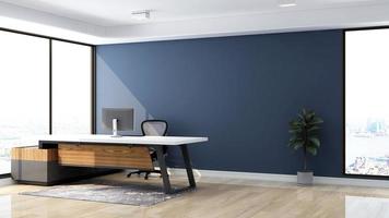 3D Render office design - manager room interior wall mockup photo